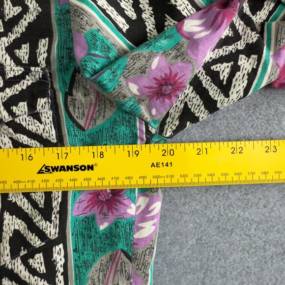 VNTG Wrangler Cowboy‑Cut Floral Aztec Pearl‑Snap Western Shirt Size 15 – Retro - Picture 10 of 11